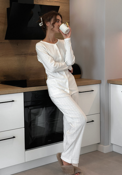 Miann & Co Womens - Keira Wide Leg Pyjama Pants - Frost Pointelle