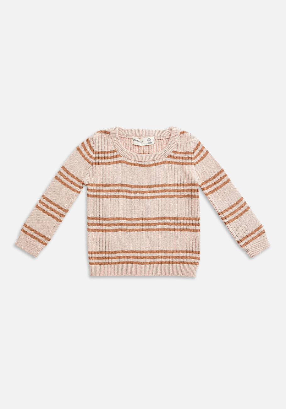Miann &amp; Co Baby - Texture Rib Long Sleeve Tee - Pink Tint Stripe